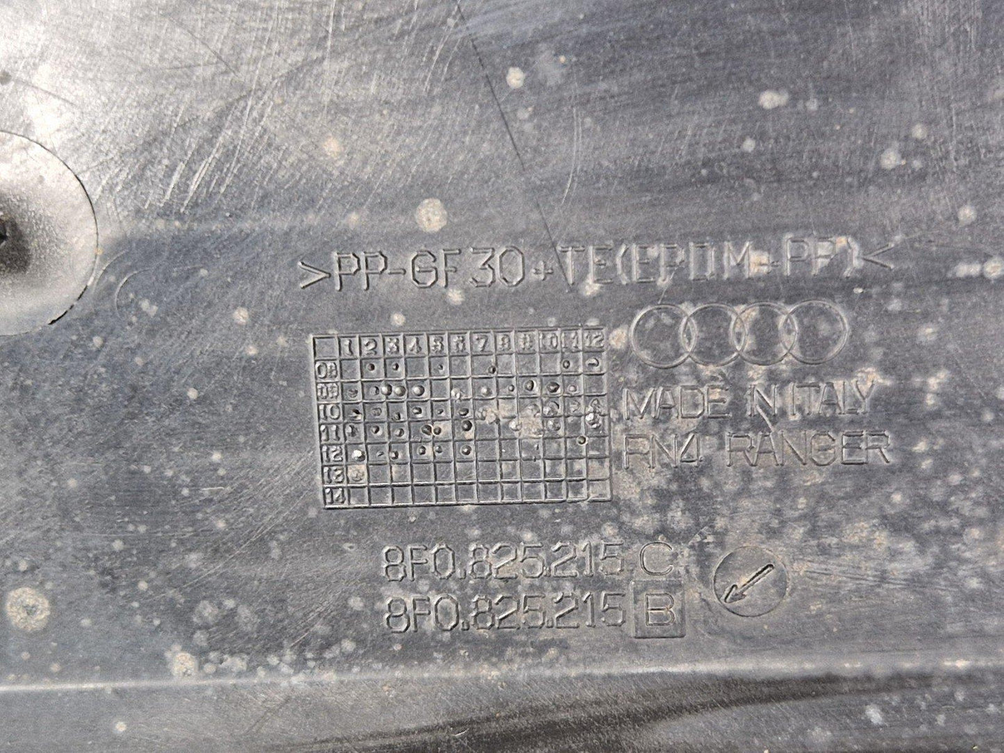12-17 AUDI S5 CONVERTIBLE 8F REAR LEFT UNDERBODY COVER DAMAGED 8F0825215C