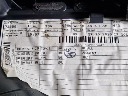 12-18 AUDI A6 C7 GENUINE PASSENGER REAR LEFT DOOR CARD 4G0867221 4G0867305