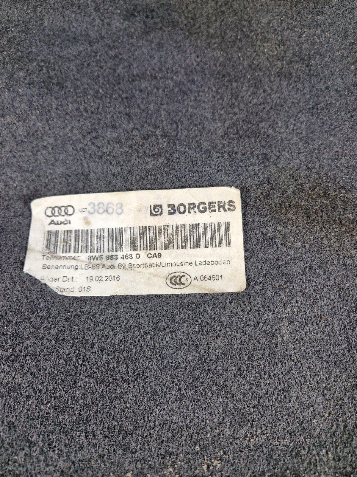 17-24 AUDI S5 F5 GENUINE BOOT TRUNK CARPET FLOOR MAT PANEL LINER COVER 8W5863463