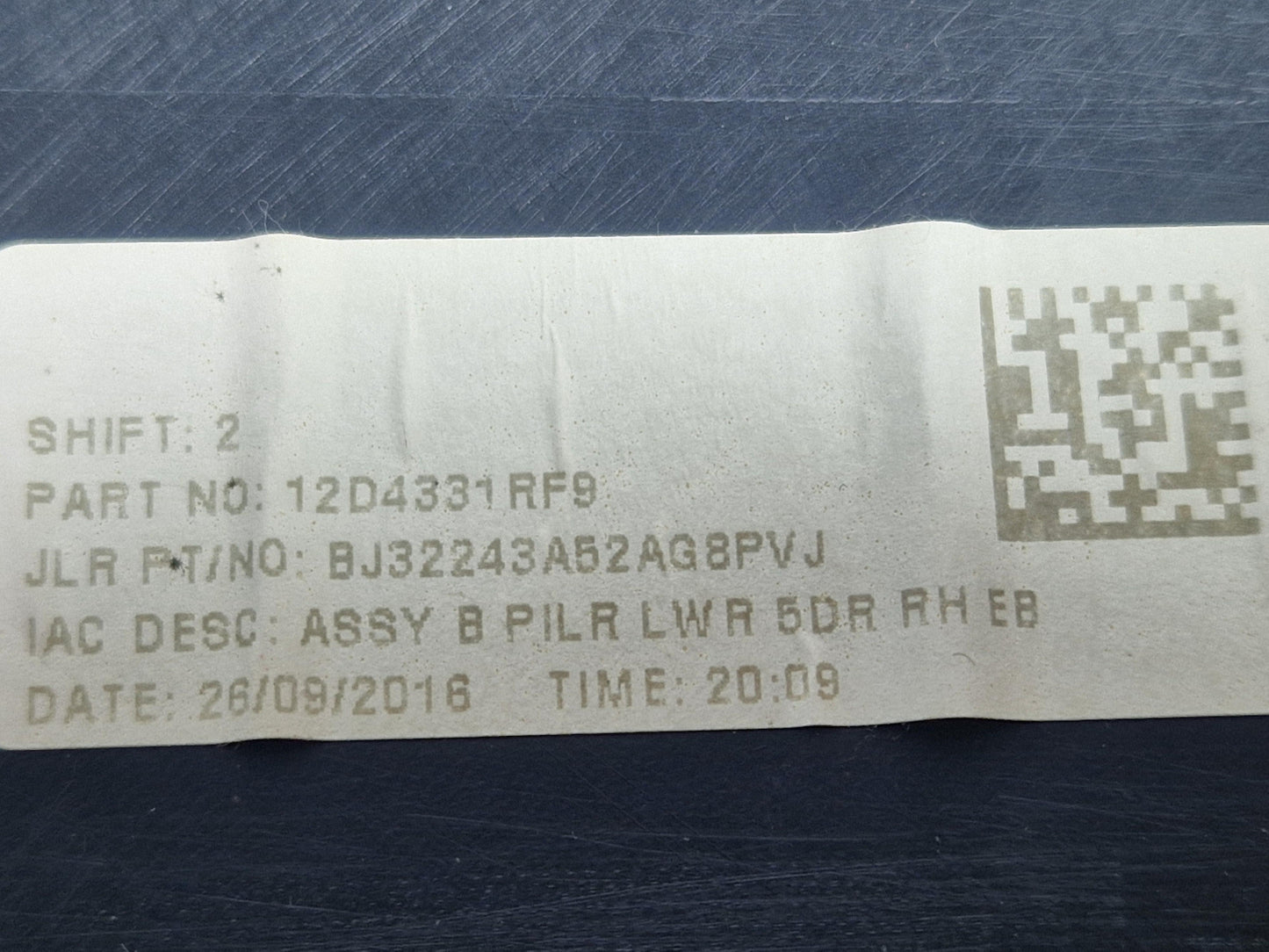 12-18 Land Rover Range Rover Evoque L538 Right Side B-Pillar Trim BJ32243A52AG
