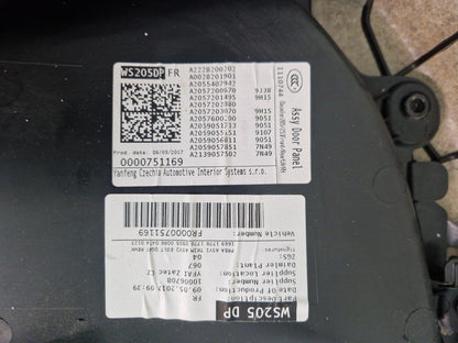Mercedes W205 Door Card Trim Panel Front Right O/S Panel Black A2057205227