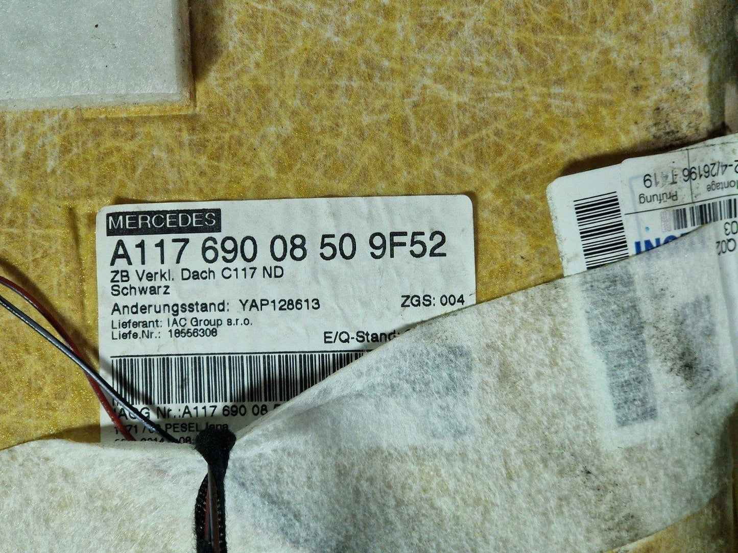 13-19 MERCEDES BENZ CLA C117 AMG BLACK ROOF HEADLINER A1176900850