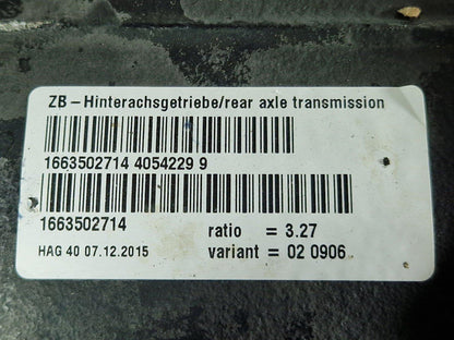 16-19 MERCEDES BENZ GLE W166 REAR AXLE DIFF DIFFERENTIAL RATIO 3.27 A1663502714