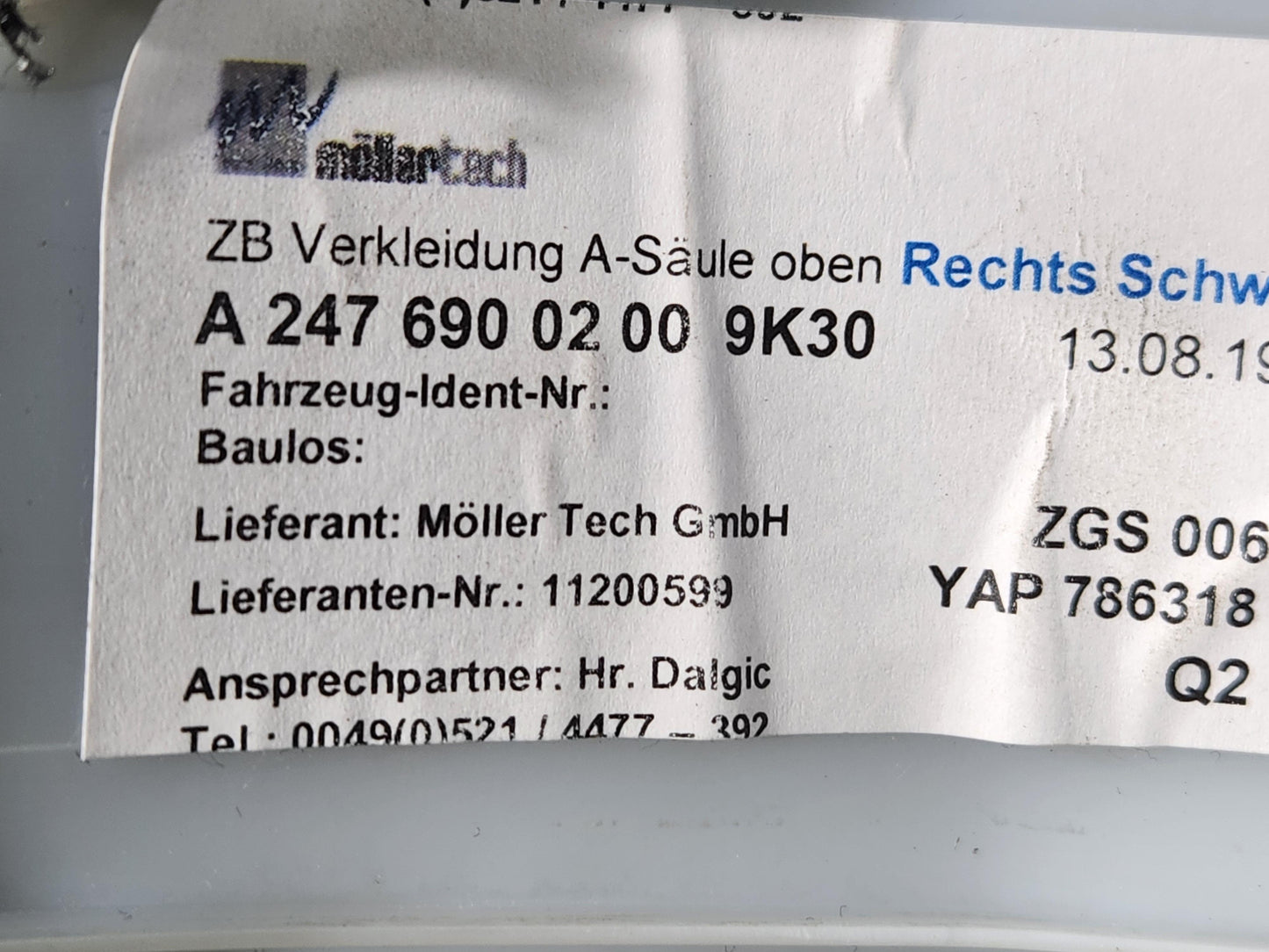 2019 Mercedes-Benz B200d B-Class W247 SUV Key a2476900200