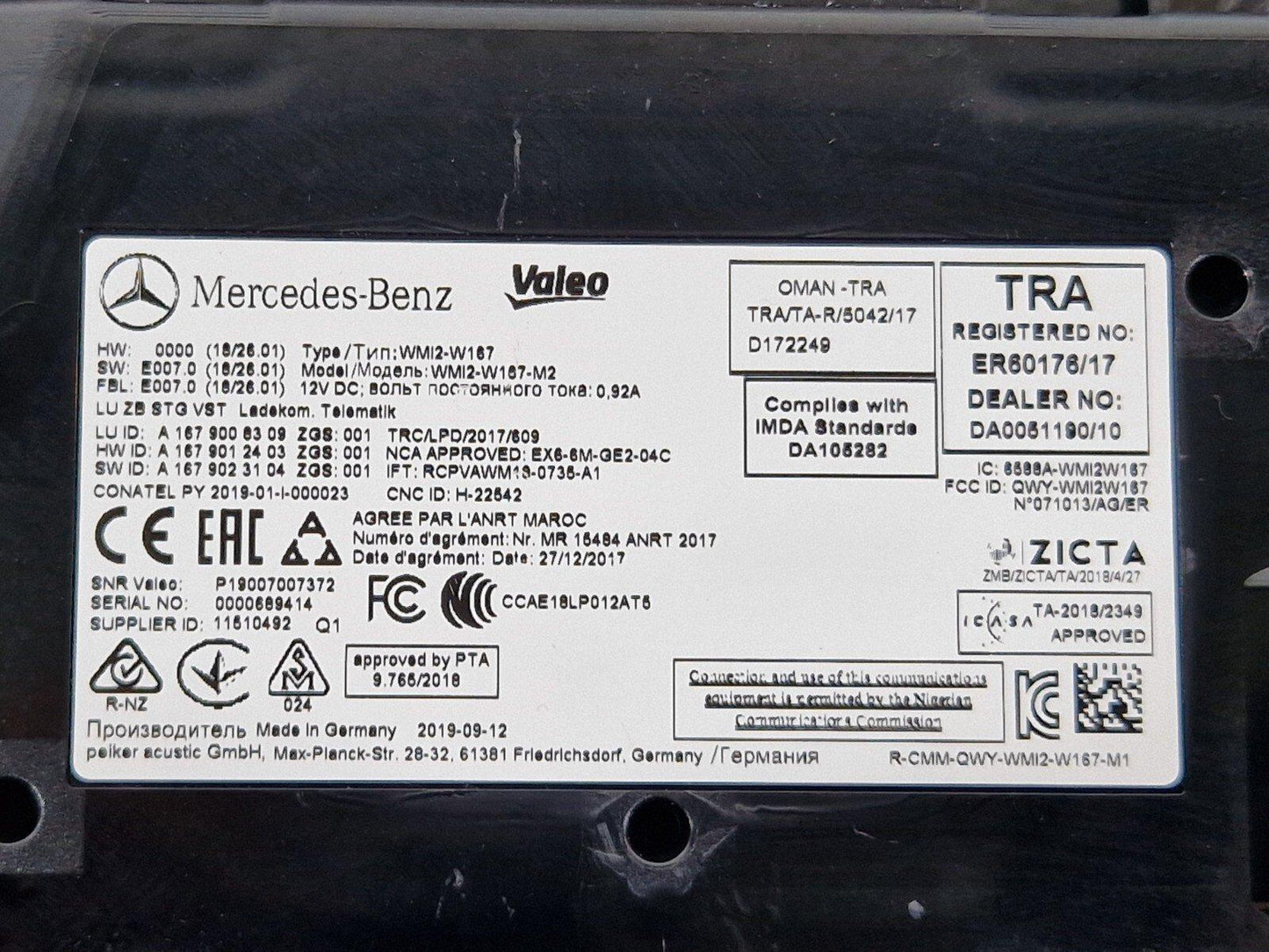 18-ON MERCEDES BENZ A CLASS W177 TELEMATIC CONTROL MODULE A1679008309