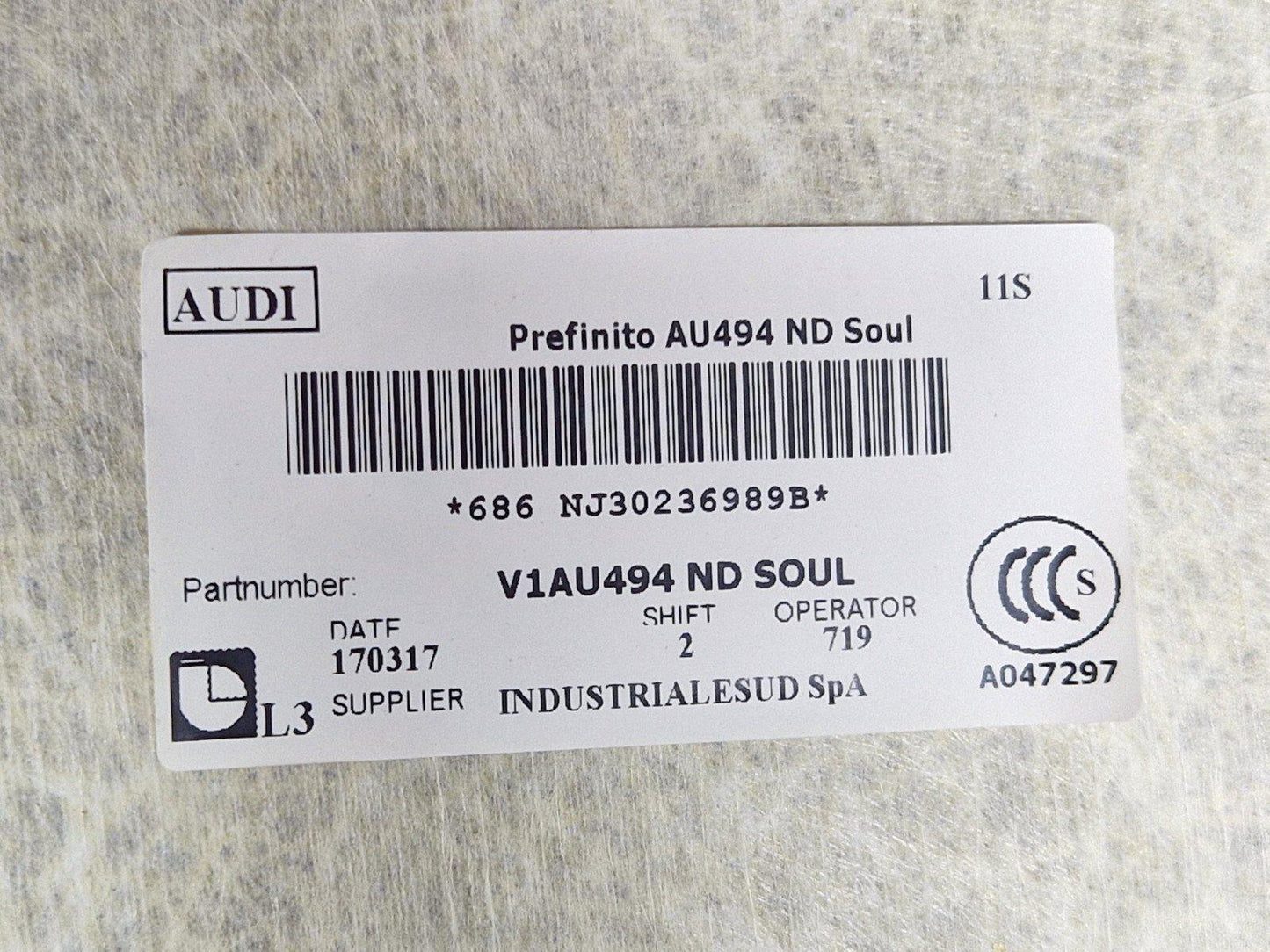16-23 AUDI S5 COUPE GENUINE BLACK HEAD LINER 8W6867506B