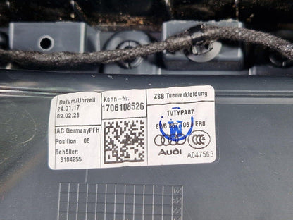 16-24 AUDI A5 F5 COUPE FRONT RIGHT DRIVER SIDE DOOR CARD 8W6867134 8W6867178