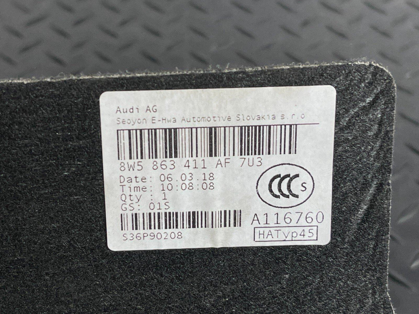 16-19 AUDI A4 B9 GENUINE REAR PARCEL SHELF LOAD COVER 8W5863411AF