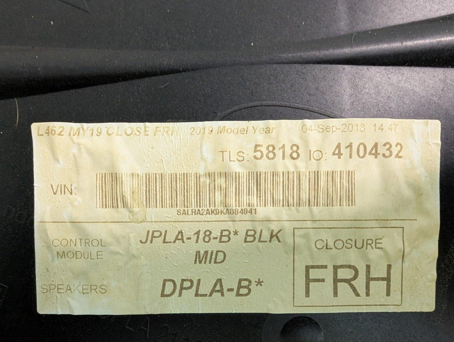 17-ON LAND ROVER DISCOVERY INNER DOOR TRIM PANEL DOOR FRONT RH JR49415RHXBLKFA