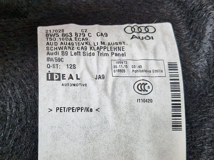 16-19 AUDI A4 B9 S-LINE REAR LEFT PASSENGER SIDE BOOT TRIM PANEL 8W5863879
