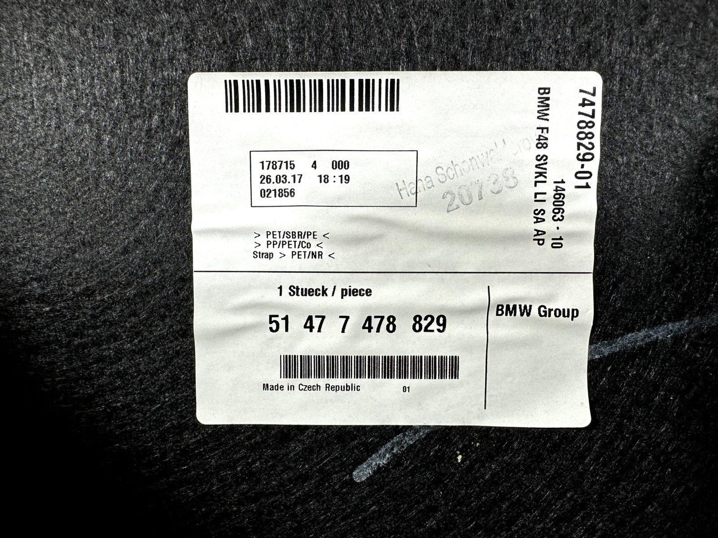 16-22 BMW X1 F48 GENUINE REAR LEFT SIDE BOOT TRIM SIDE PANEL COVER 7478829