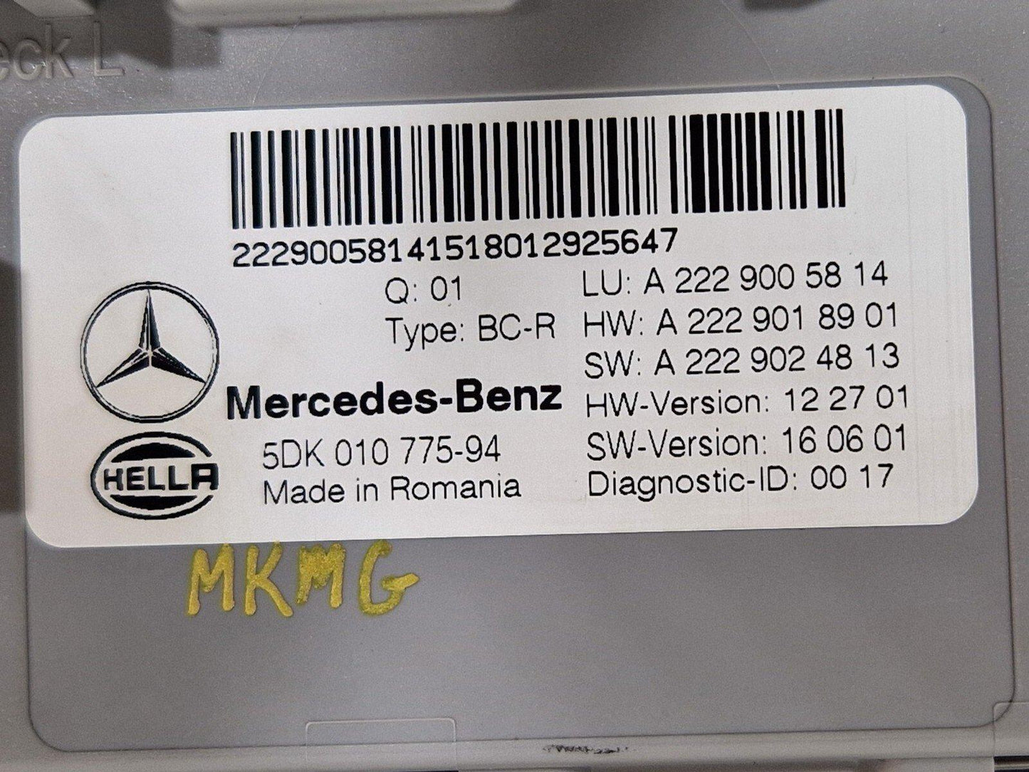 14-21 MERCEDES BENZ C200 W205 GENUINE OEM REAR SAM CONTROL MODULE A2229005814