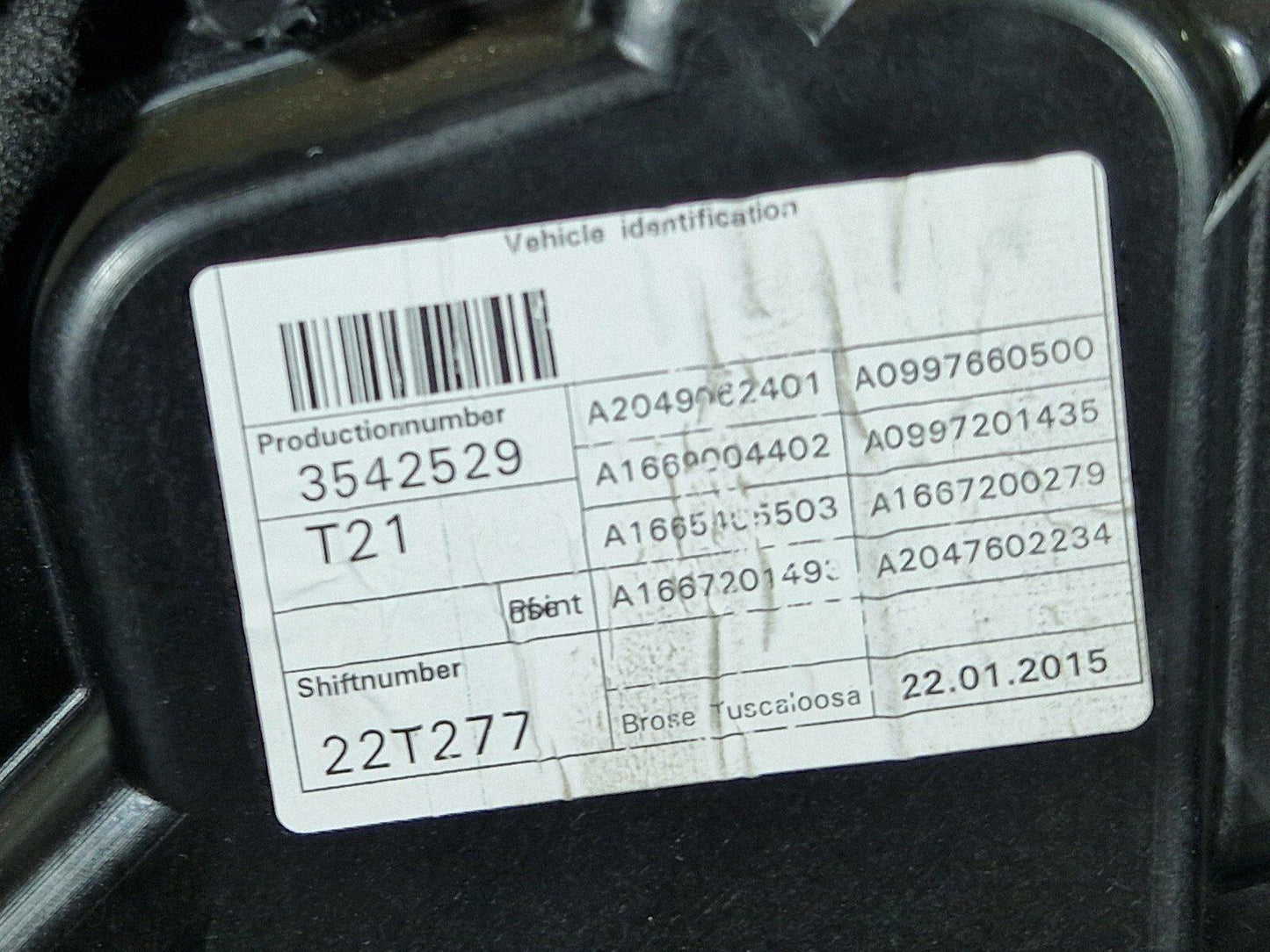 11-19 MERCEDES BENZ ML W166 GENUINE FRONT RIGHT O/S COMPLETE DOOR GREY 755