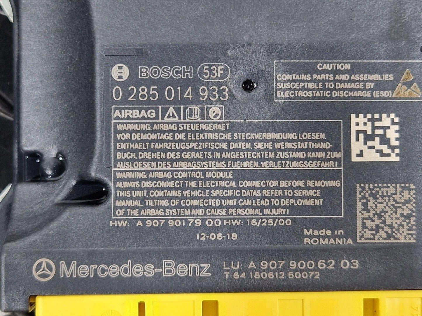 18-ON MERCEDES BENZ SPRINTER W907 SAFETY BAG CONTROL MODULE ECU A9079026302
