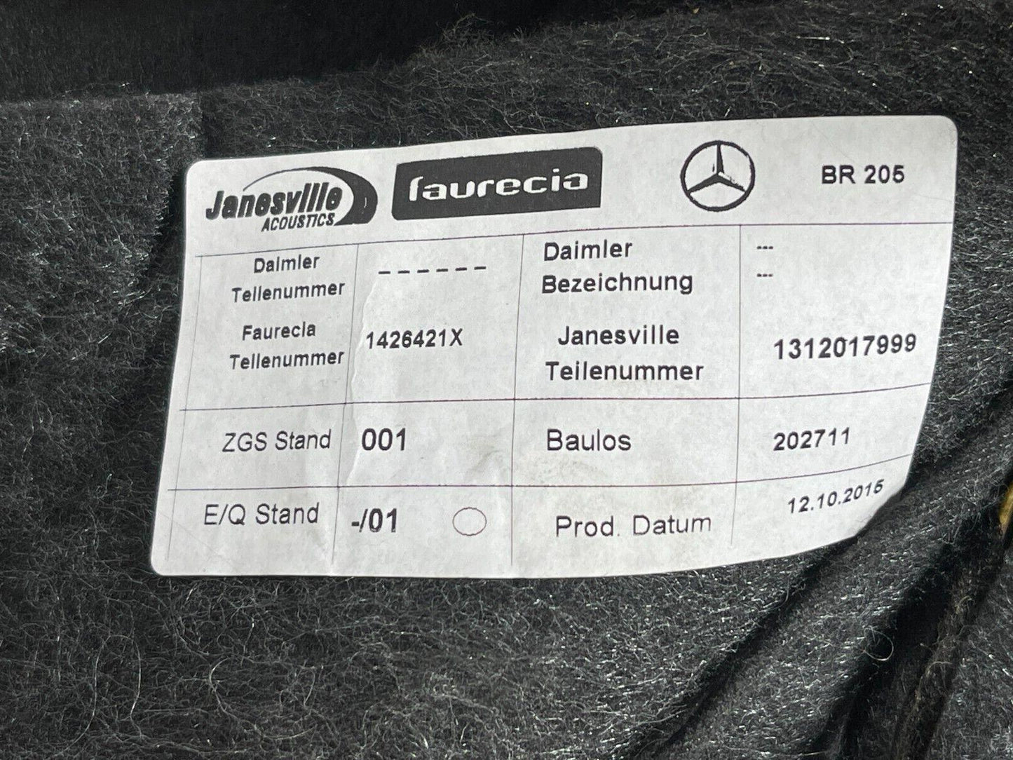14-21 MERCEDES BENZ C350E W205 REAR WINDOW TRIM PANEL COVER A2056901500