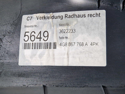 10-18 AUDI A7 4G S-LINE REAR RIGHT OSR C PILLAR LOWER SILL TRIM COVER 4G8867768A