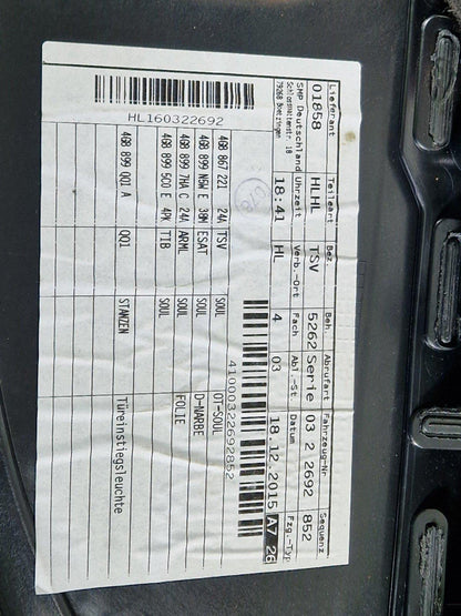15-18 AUDI A7 4G RHD REAR LEFT PASSENGER NSR LEATHER DOOR CARD 4G8867305