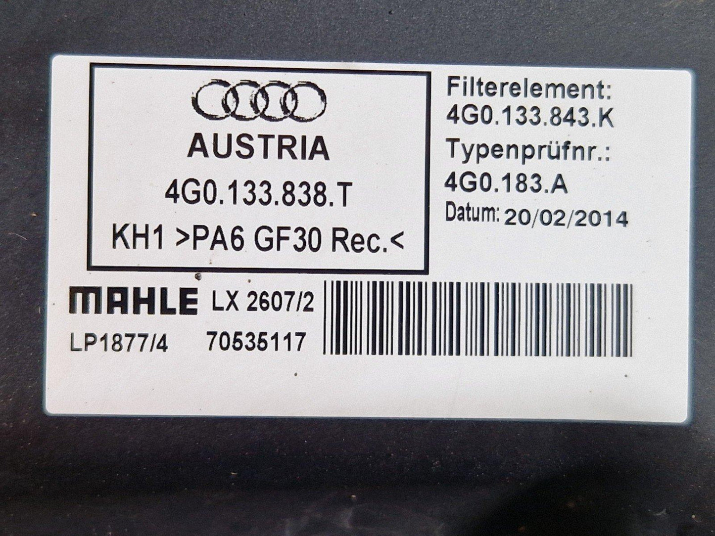 17-24 AUDI S5 F5 2.0 DIESEL CGLC/CGL GENUINE AIR FILTER HOUSING BOX 4G0133838T