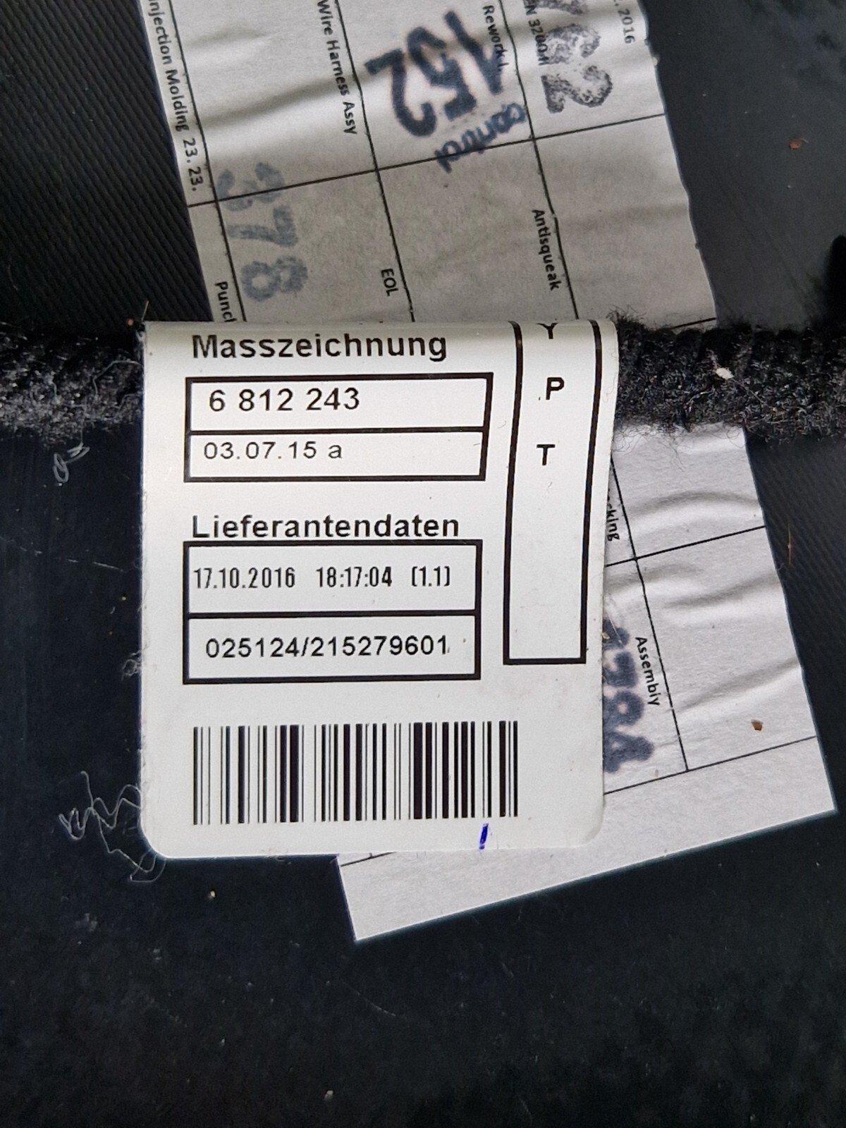 14-21 BMW 2 SERIES GRAN TOURER F46 GENUINE REAR RIGHT O/S DOOR CARD 7426538