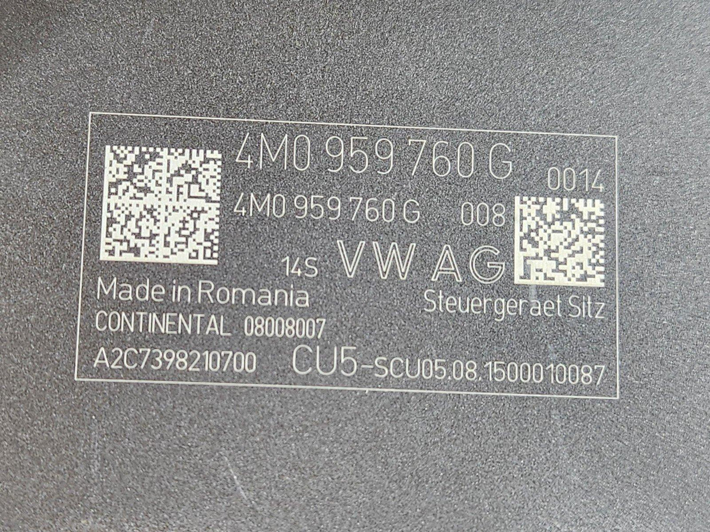 16-20 AUDI Q7 4M SEAT CONTROL MODULE ECU & BRACKET 4M0959760G