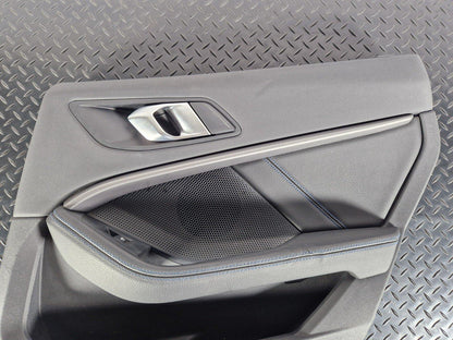 20-ON BMW 2 SERIES M-SPORT F44 REAR O/S LEATHER DOOR CARD PANEL BLUE STITCHING