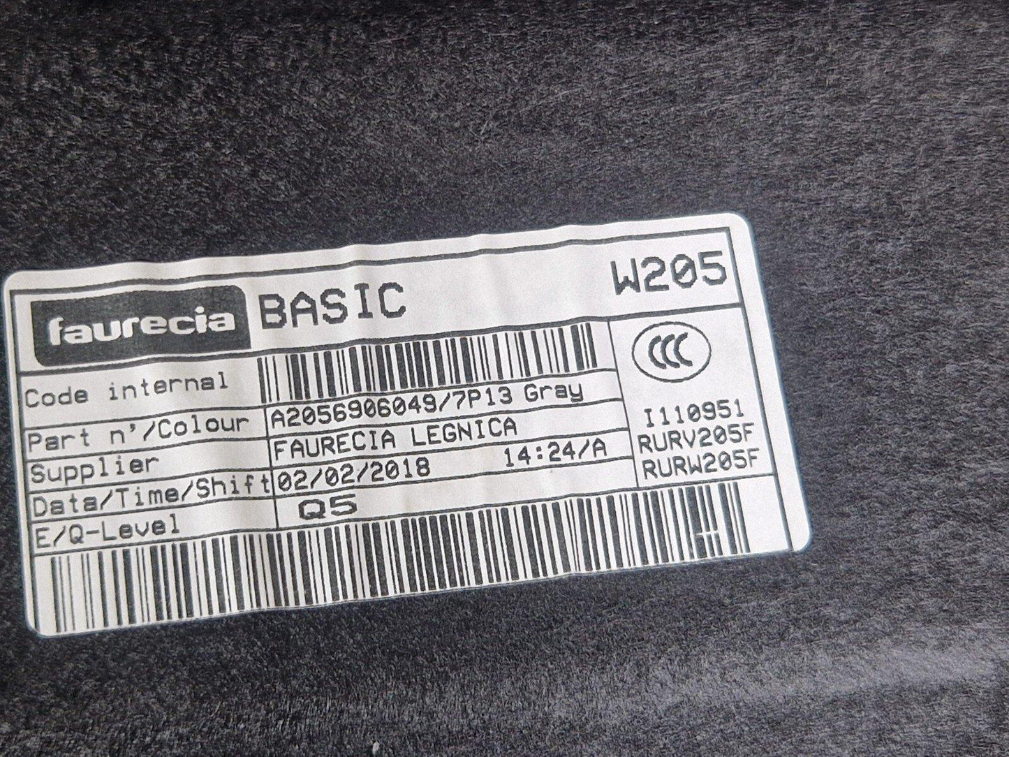 14-21 MERCEDES BENZ C200 W205 BOOT PARCEL SHELF LOAD COVER A2056900704