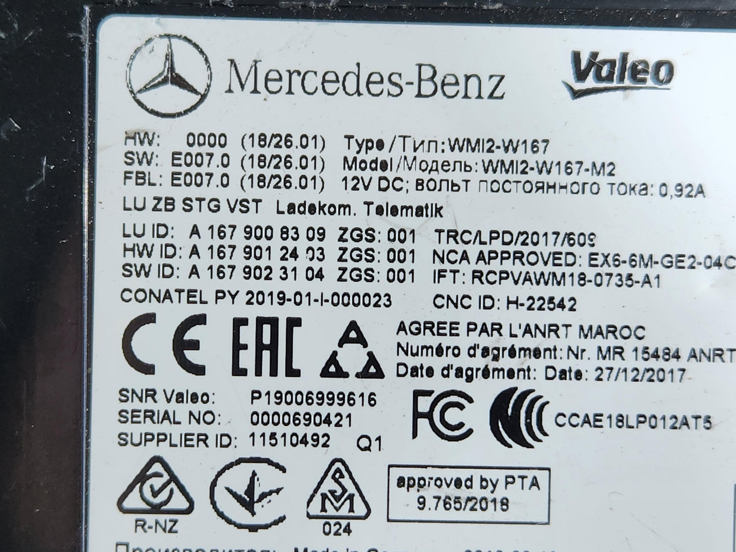 Mercedes-Benz A-Class W177 W177 Telematic Control Module Genuine A1679008309
