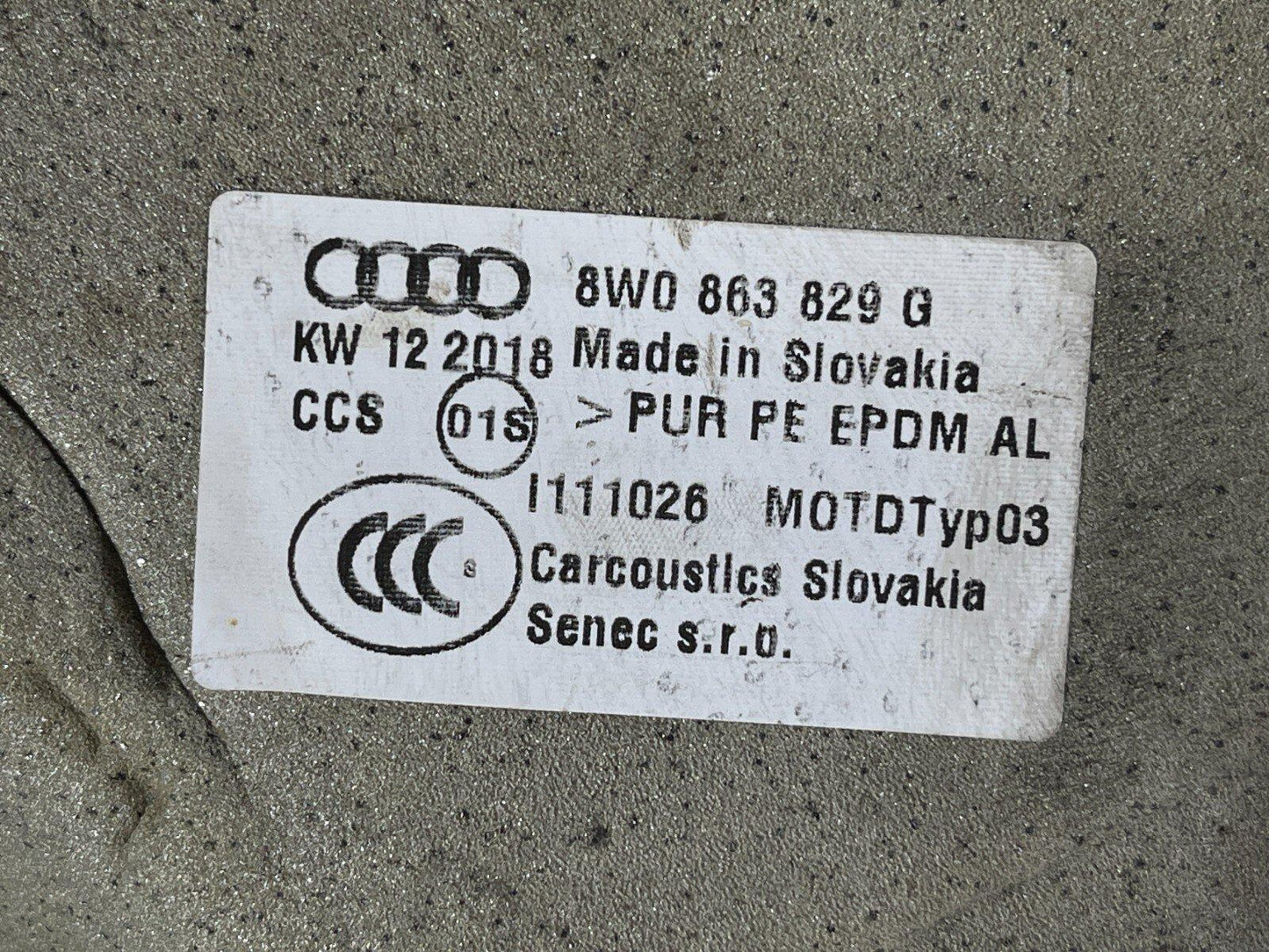 16-19 AUDI A4 B9 GENUINE HEAT DEFLECTOR HEAT SHIELD 8W0863829