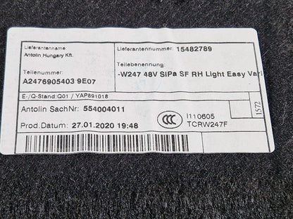 19-ON MERCEDES BENZ B CLASS W247 GENUINE REAR RIGHT SIDE TRUNK TRIM A2476905403