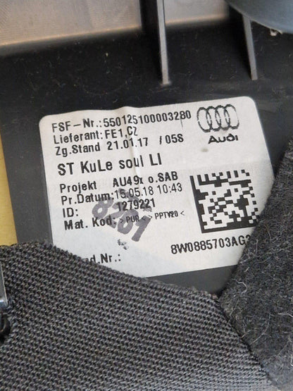 16-19 AUDI A4 B9 SPORT GENUINE OEM REAR LEFT SEAT BOLSTER COVER TRIM 8W0885703A