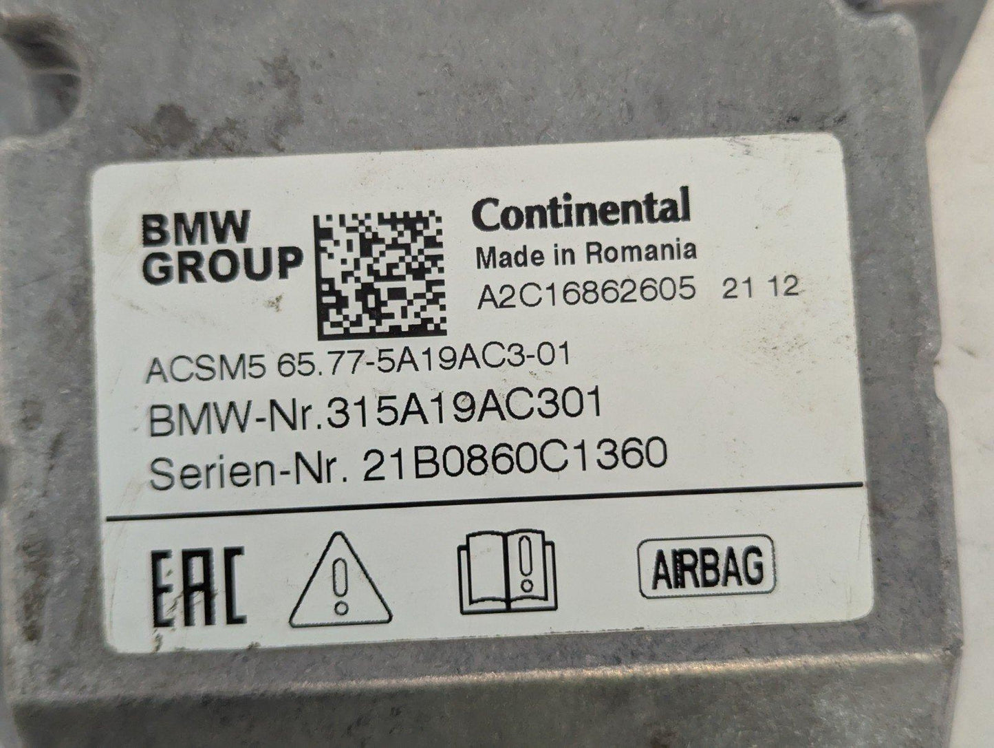 19-23 BMW F40 1 SERIES 118I  AIRBAG CONTROL MODULE 5A19AC301