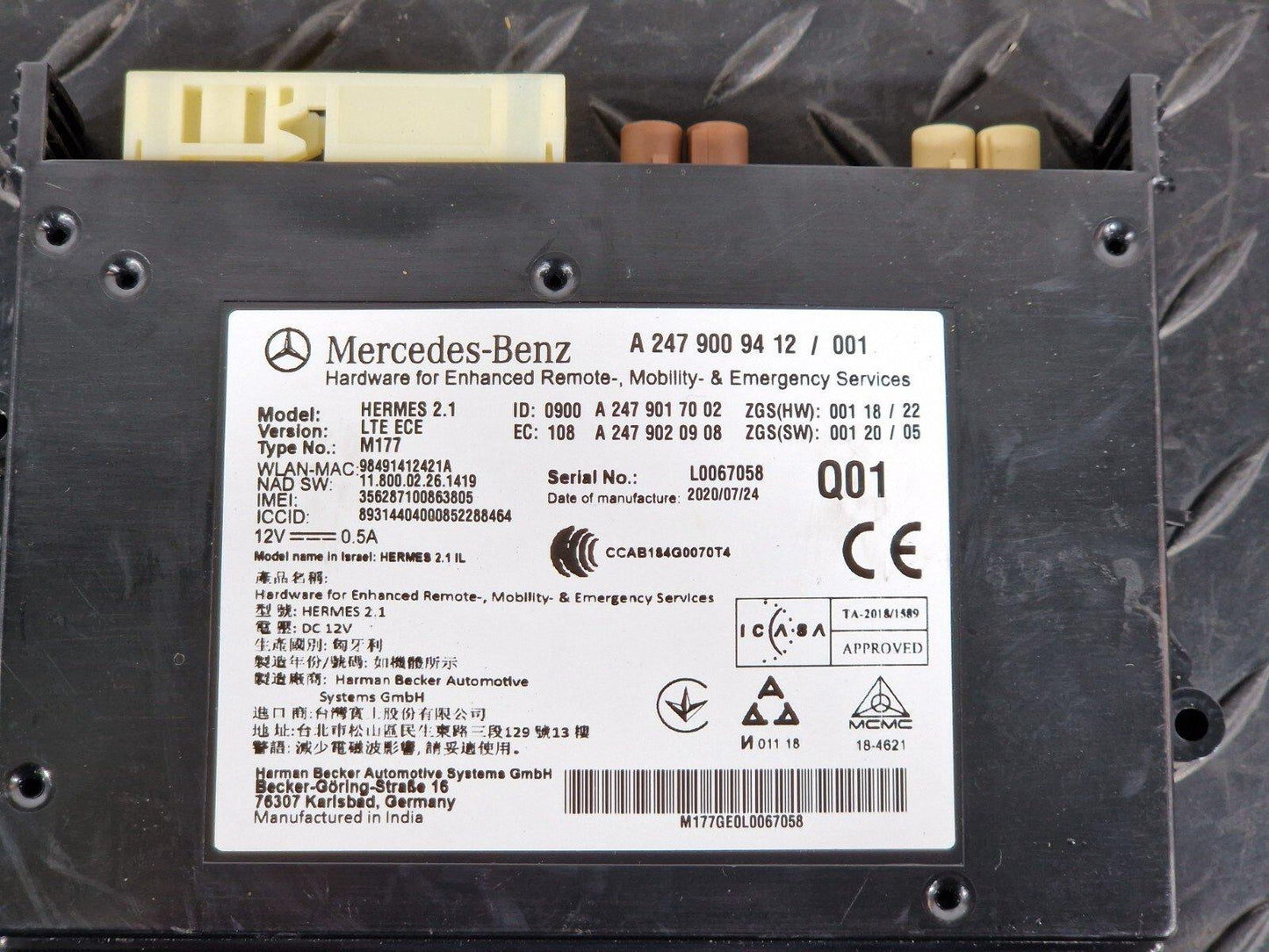 19-ON MERCEDES BENZ CLA C118 BLUETOOTH CONTROL MODULE ECU A2479009412