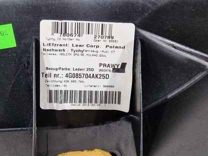12-18 AUDI A6 C7 REAR SEAT BOLSTER DRIVER SIDE RIGHT 4G085704A