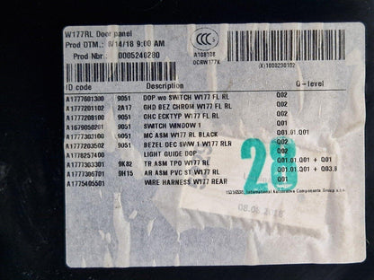 18-ON MERCEDES BENZ A CLASS W177 REAR LEFT N/S DOOR CARD TRIM PANEL A1777303500