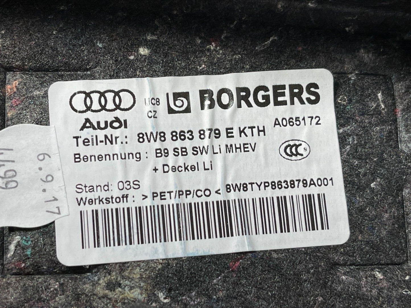 16-23 AUDI A5 F5 SPORTBACK S-LINE BOOT COMPARTMENT PANEL LEFT 8W8863879E