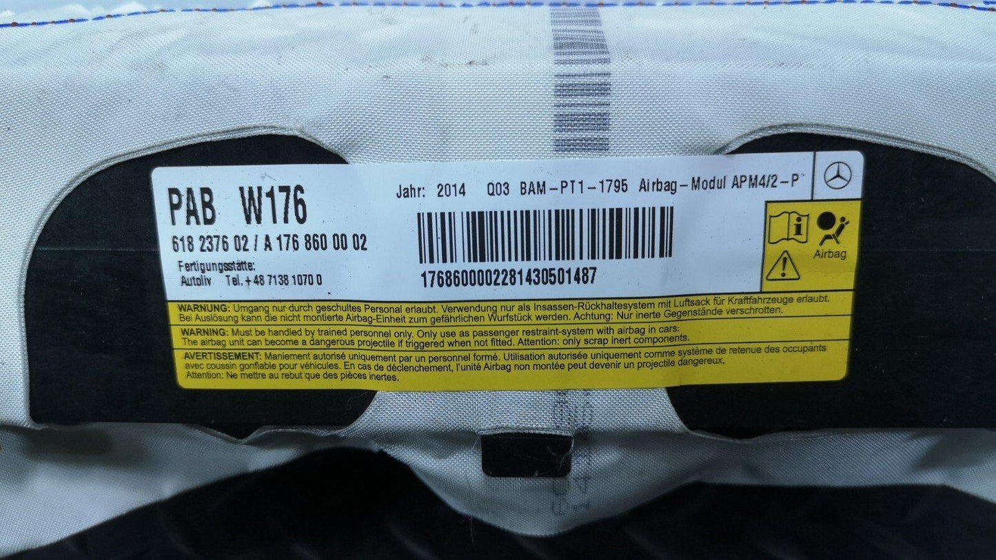 12-18 MERCEDES A B CLA-CLASS W176 W246 C117 LEFT DASHBOARD AIBAG  A1768600002