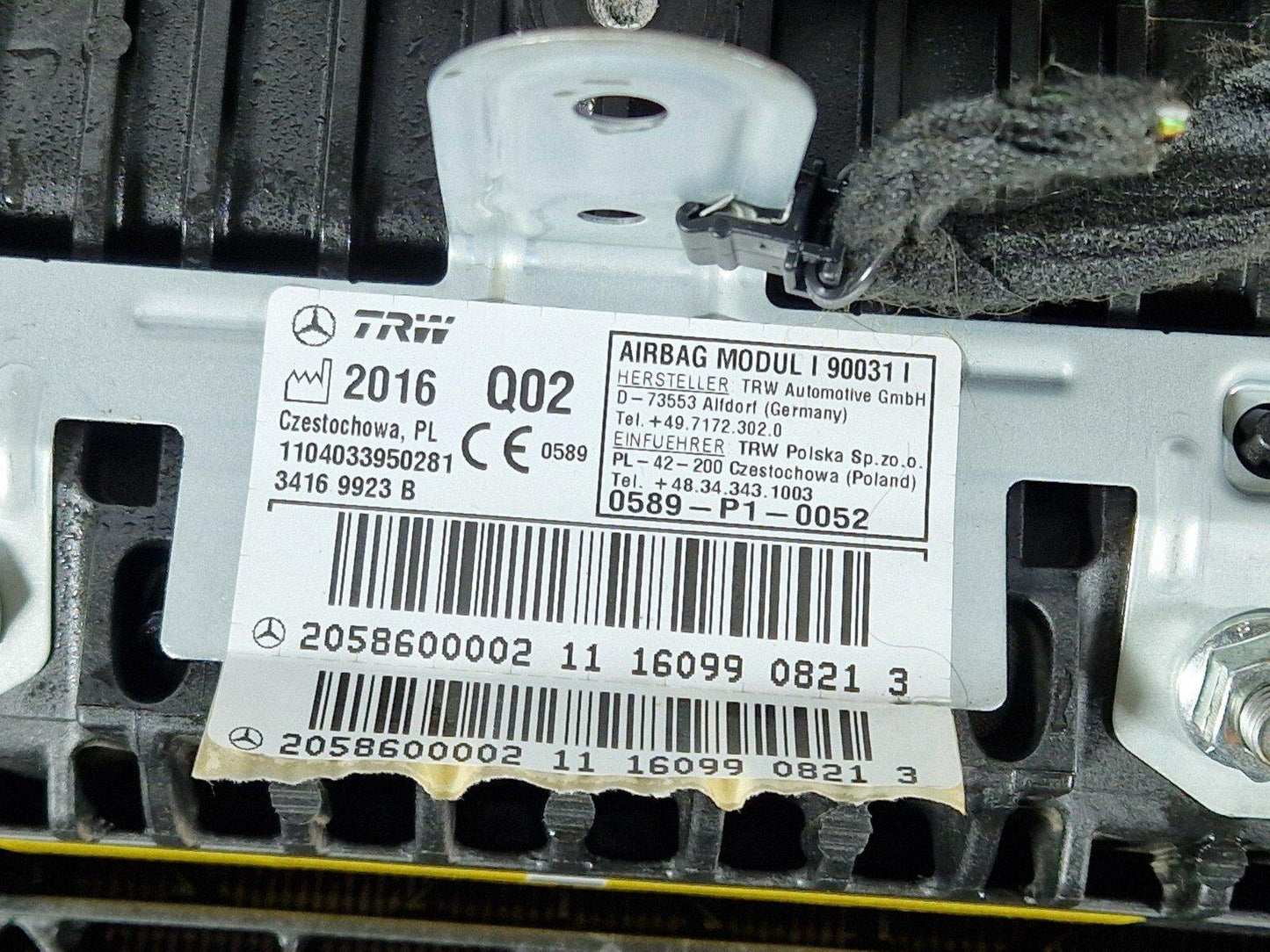 14-21 MERCEDES BENZ C200 W205 DASHBOARD ASSEMBLY & AIR BAG A2056800187