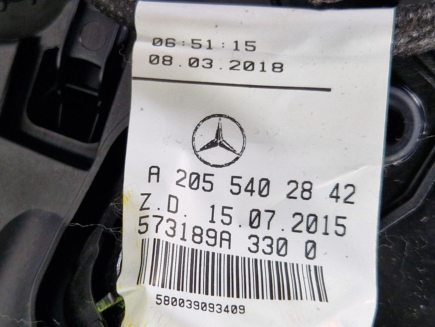 14-21 MERCEDES BENZ C200 W205 FRONT DRIVERS SIDE DOOR CARD BLACK LEATHER
