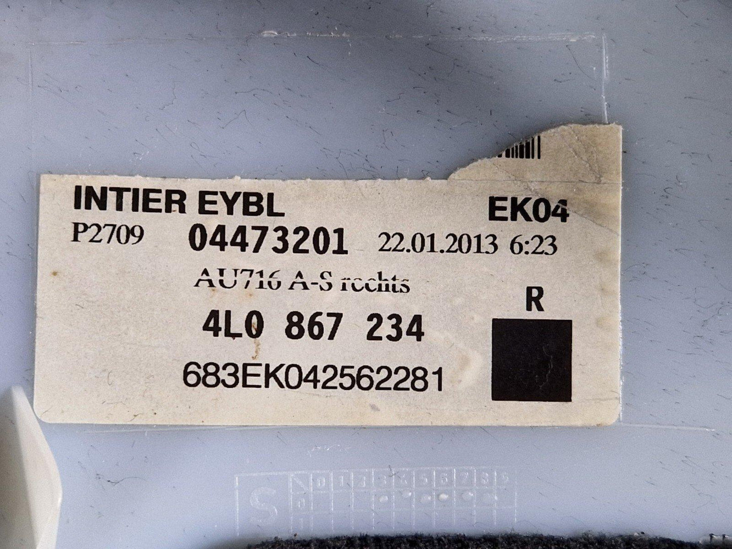 10-15 AUDI Q7 4L GENUINE OEM RIGHT DRIVER SIDE FRONT A PILLAR TRIM 4L0867234