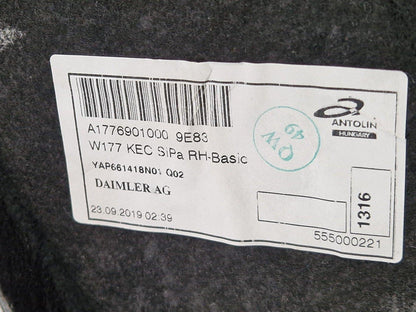 18-ON MERCEDES A-CLASS W177 REAR RIGHT BOOT SIDE MAT LINER CARPET A1776901000