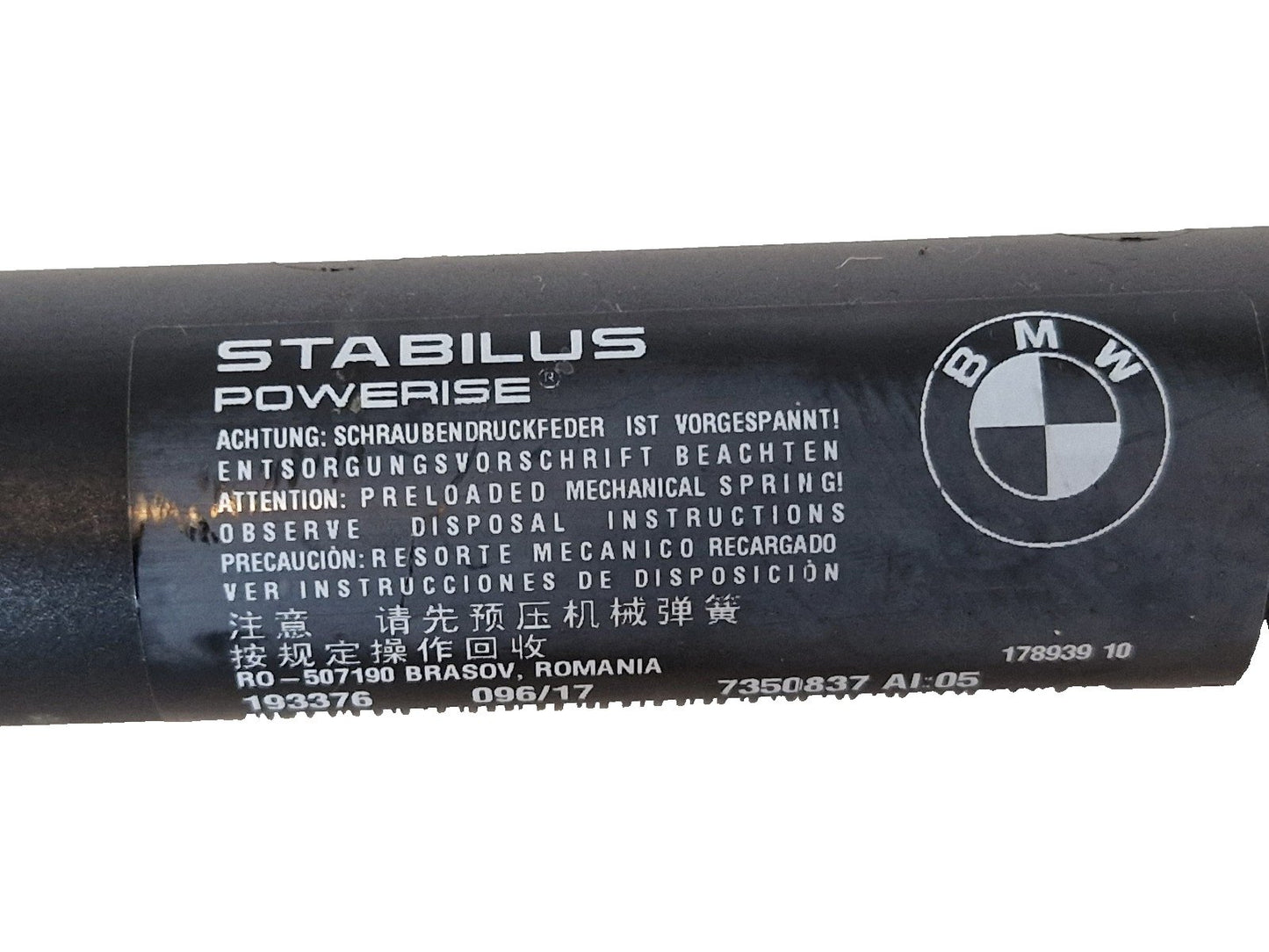 15-22 BMW X1 F48 ELECTRIC POWERISE BOOT TAILGATE STRUT 7350837