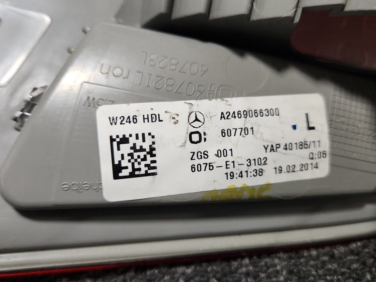 Mercedes-Benz B-Class W246 Genuine Rear Left N/S Inner Tail Light A2469066300