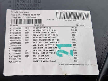 19-ON MERCEDES BENZ CLA C118 REAR LEFT N/S/R DOOR CARD PANEL BLASK LEATHER