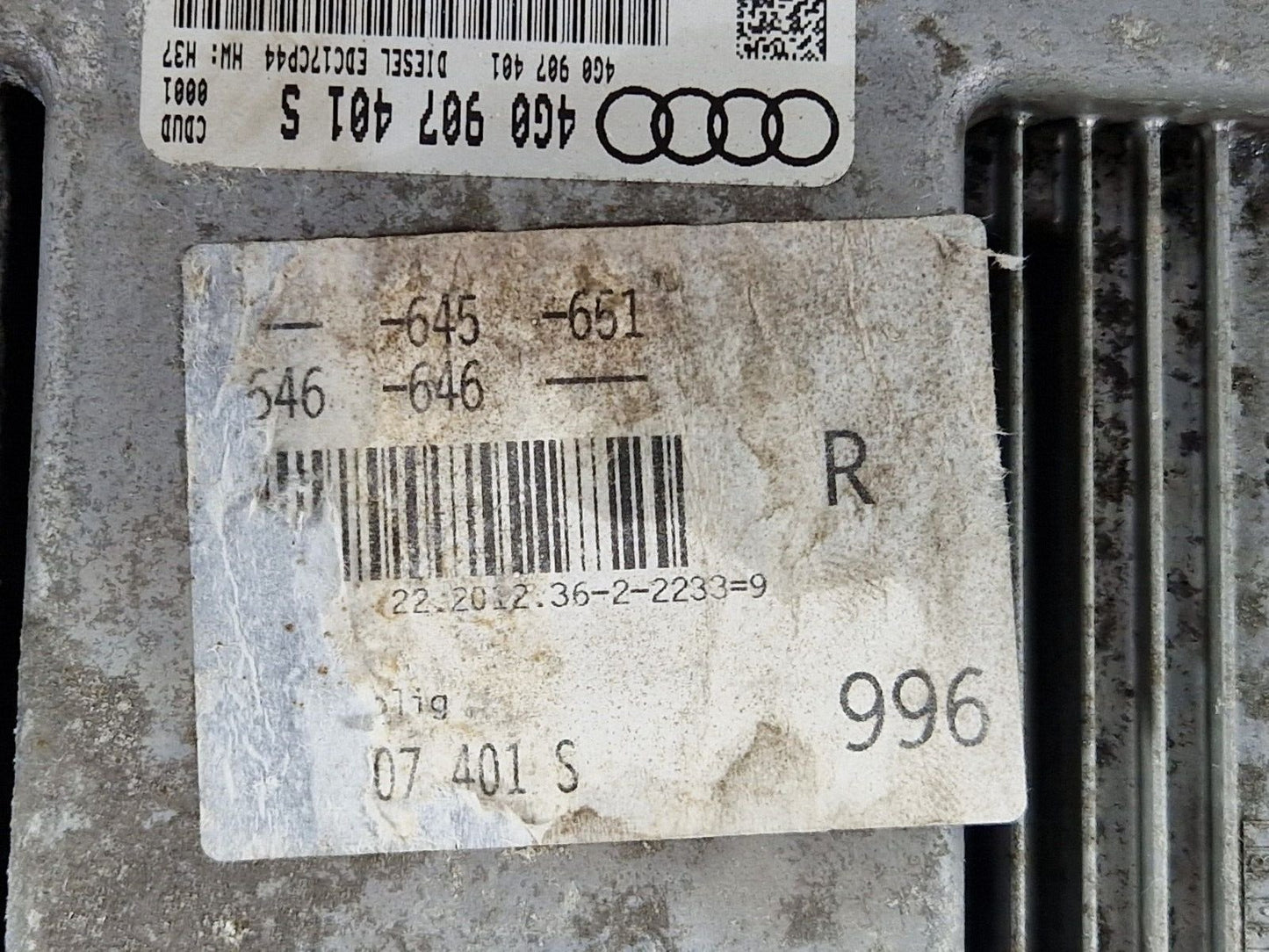 10-18 AUDI A7 4G S-LINE GENUINE ENGINE CONTROL MODULE ECU 4G0907401S