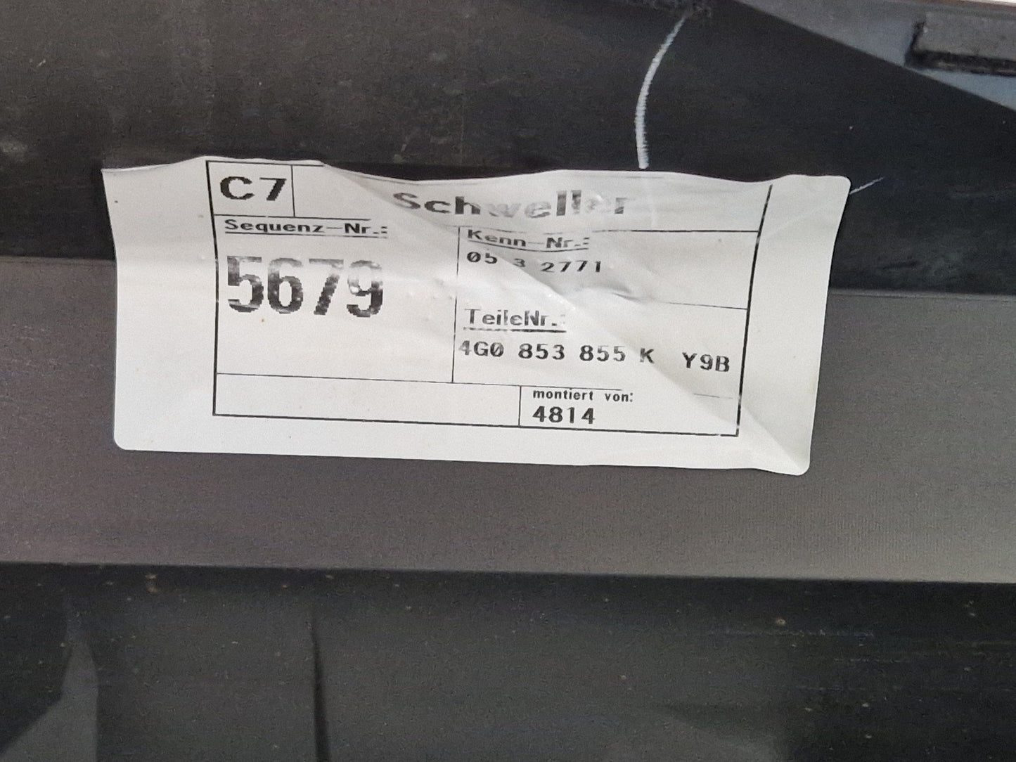 12-18 AUDI A6 C7 GENUINE AVANT LEFT PLASTIC SIDE SKIRT COVER 4G0853859G