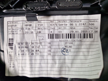 12-18 AUDI A6 C7 GENUINE REAR RIGHT SIDE DOOR PANEL CARD 4G0867306