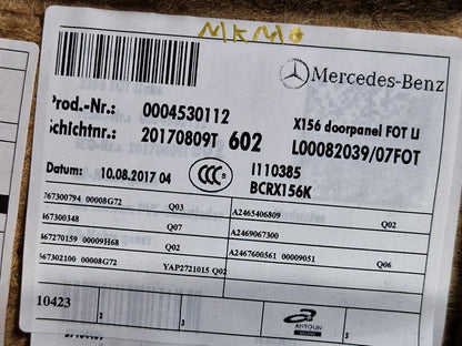 14-20 MERCEDES BENZ GLA 200 X156 REAR LEFT PASSENGER SIDE DOOR CARD A1767300794