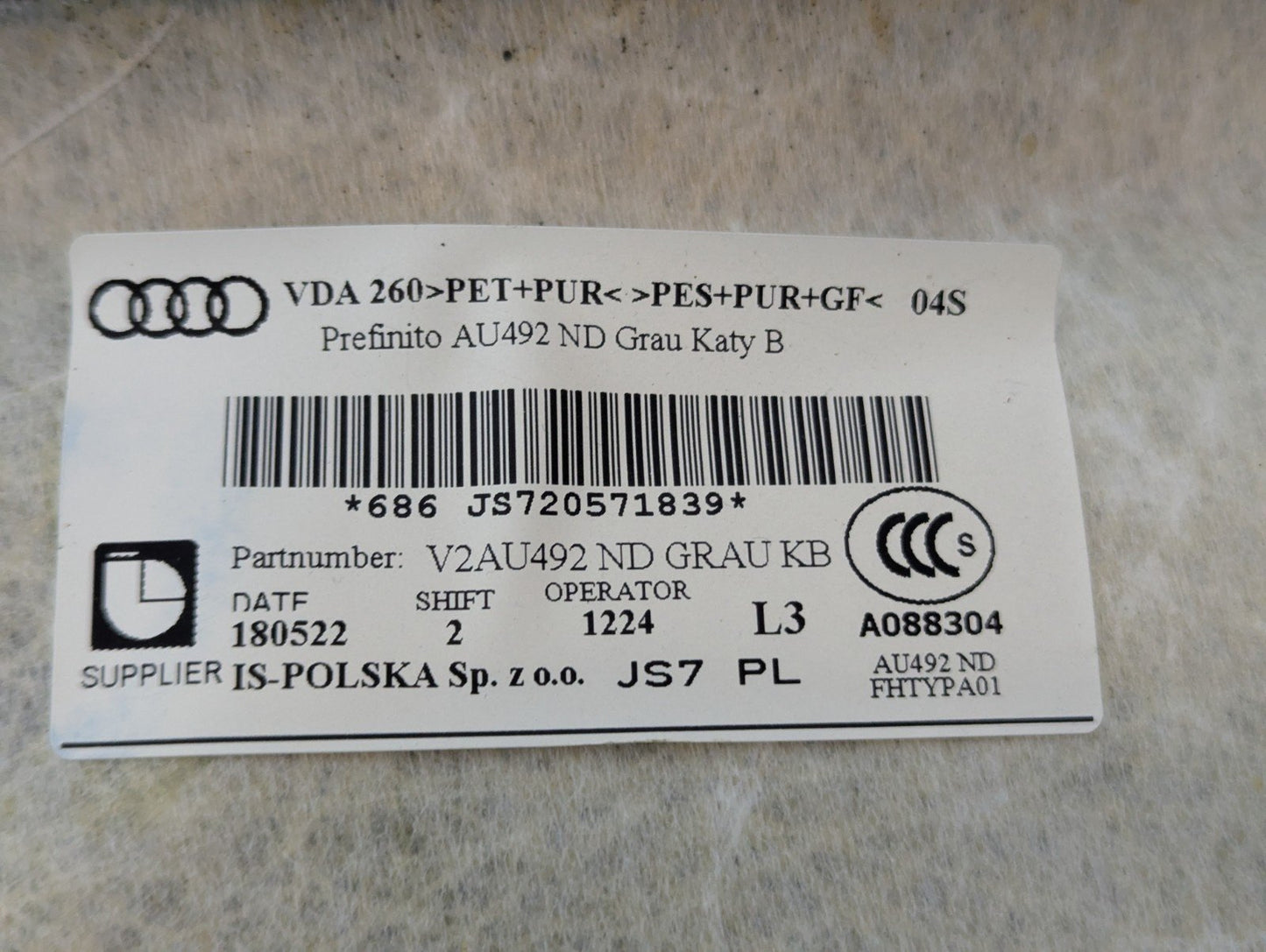16-19 AUDI A4 B9 SPORT GENUINE OEM ESTATE ROOF HEADLINER  8W9867506L