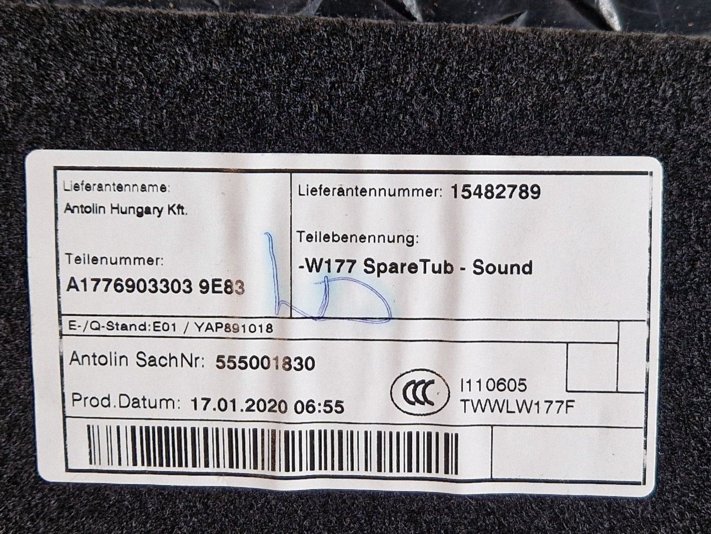 19-ON MERCEDES BENZ B CLASS W247 TRUNK BOOT FLOOR LINING COVER TRIM A1776903303