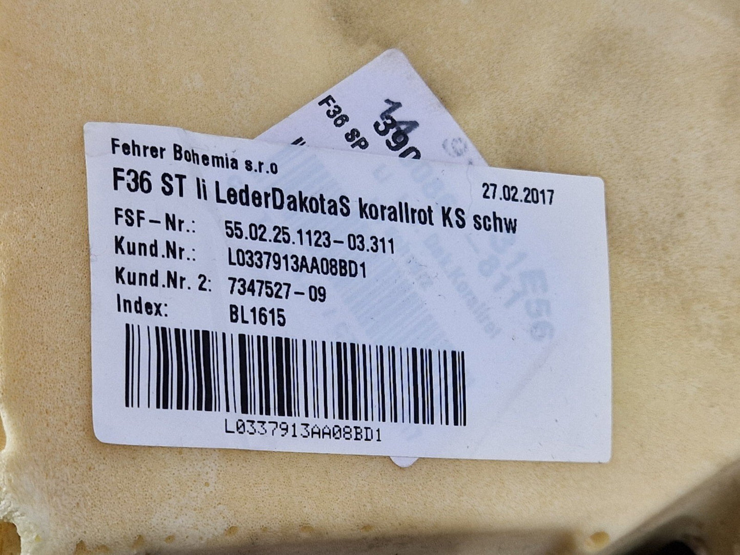 12-18 BMW 4 SERIES F36 LCI REAR LEFT N/S/R SEAT LEATHER RED BOLSTER 7347527